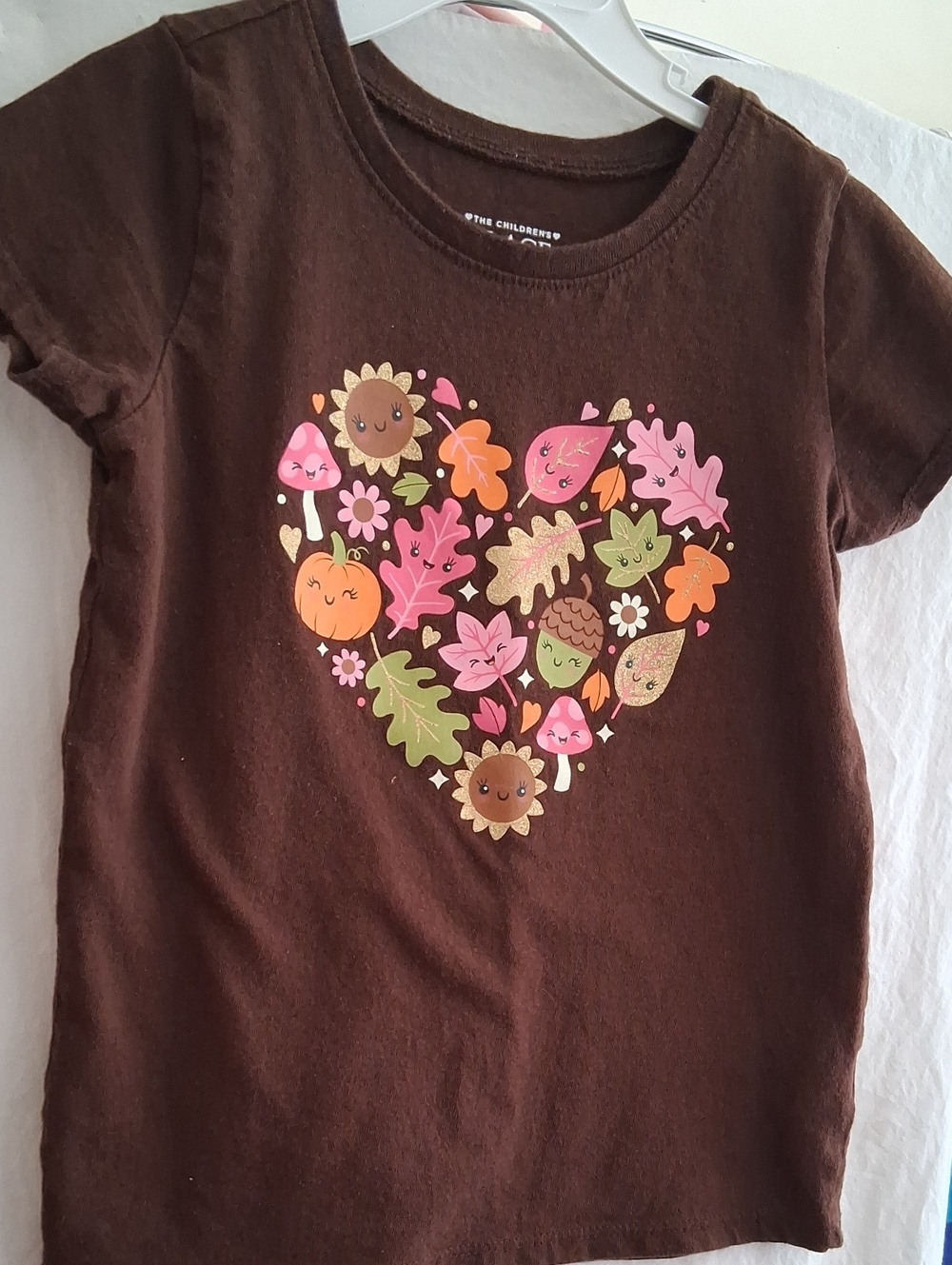 Girls' Brown Fall Heart Graphic Tee